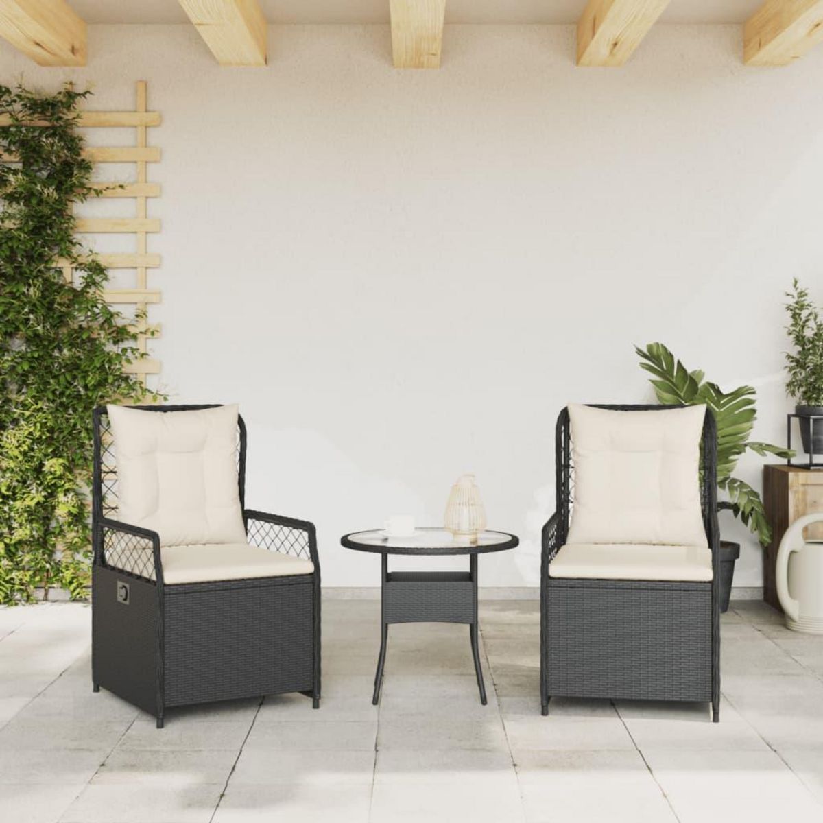 VIDAXL Chaises inclinables de jardin lot de 2 noir resine tressee