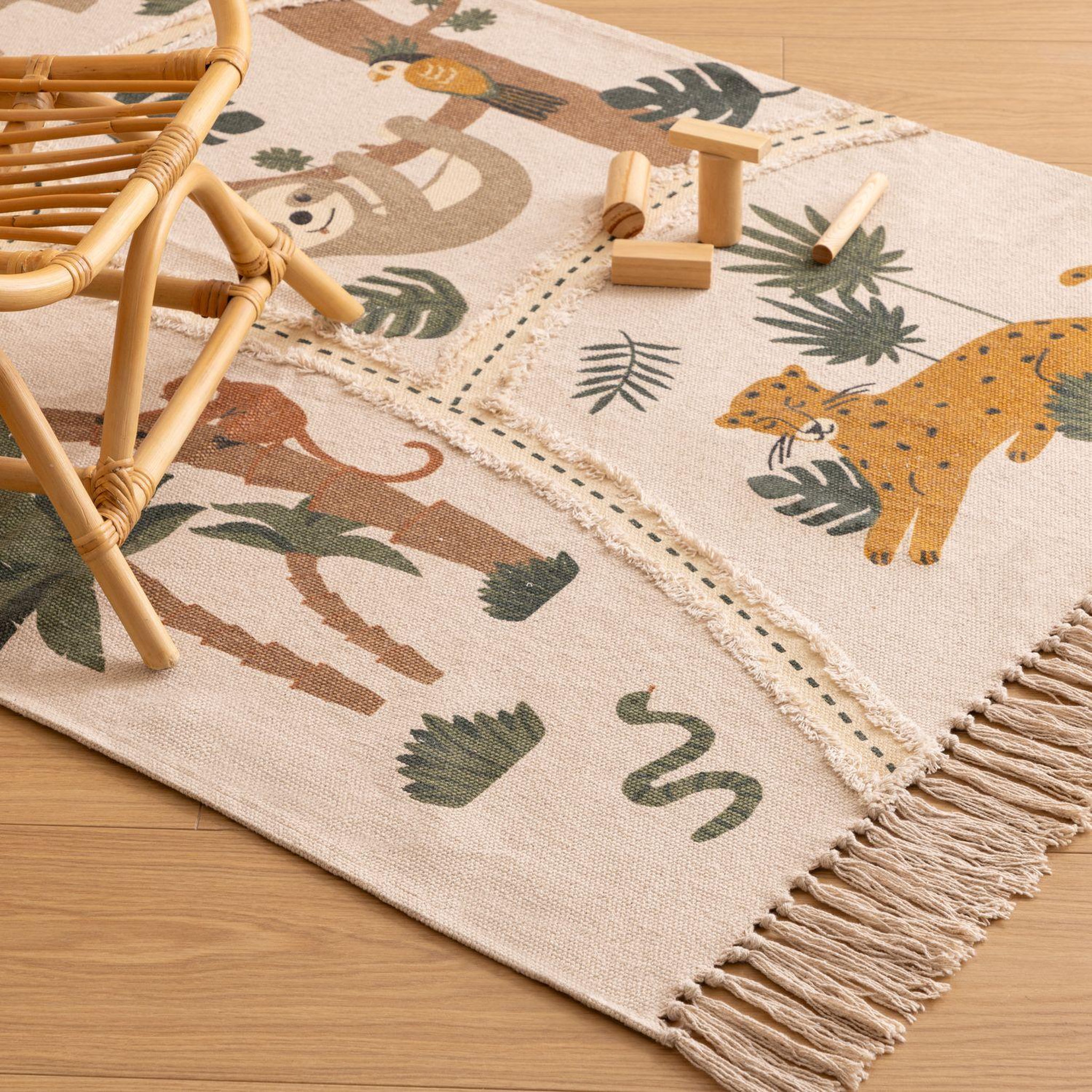 Voir la diapositive 5 : ATMOSPHERA Tapis enfant en coton jungle - 100 x 150 cm