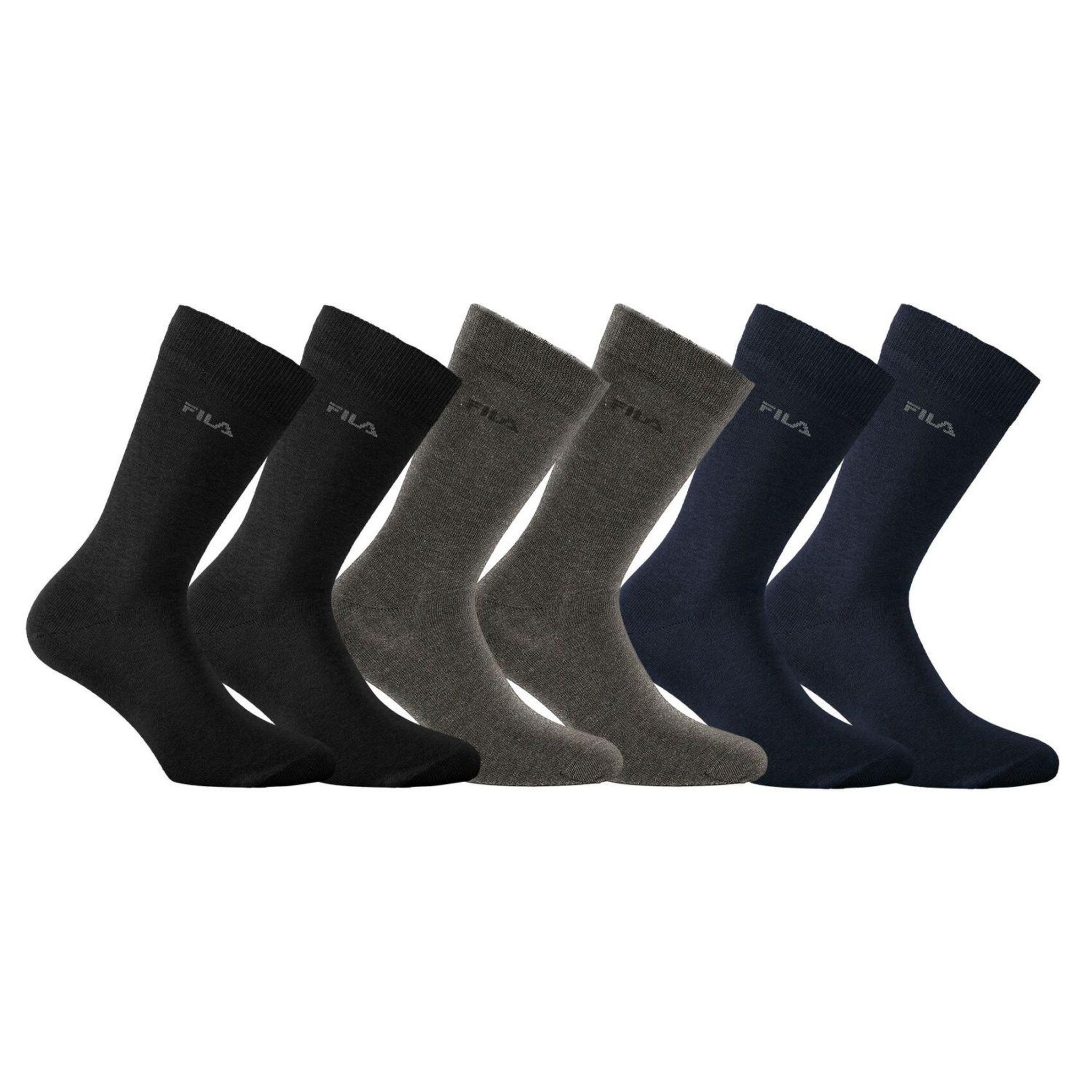 FILA Lot de 6 paires de chaussettes de ville homme en bambou fu5511. Coloris disponibles : Gris