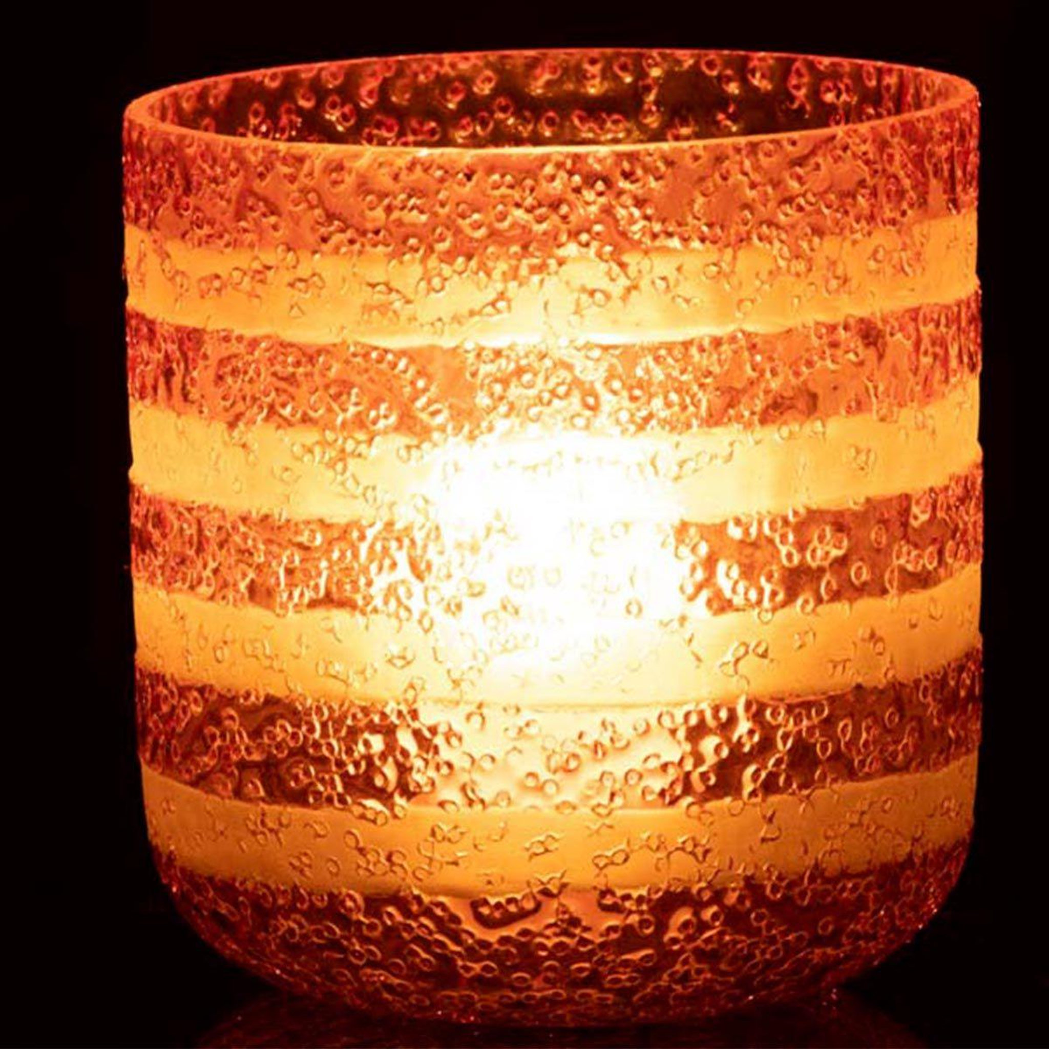 Voir la diapositive 3 : J-LINE Photophore Design en Verre  Lignes  15cm Rose