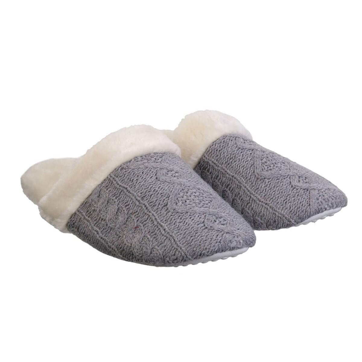 Chaussons femme tricot gris pas cher Auchan