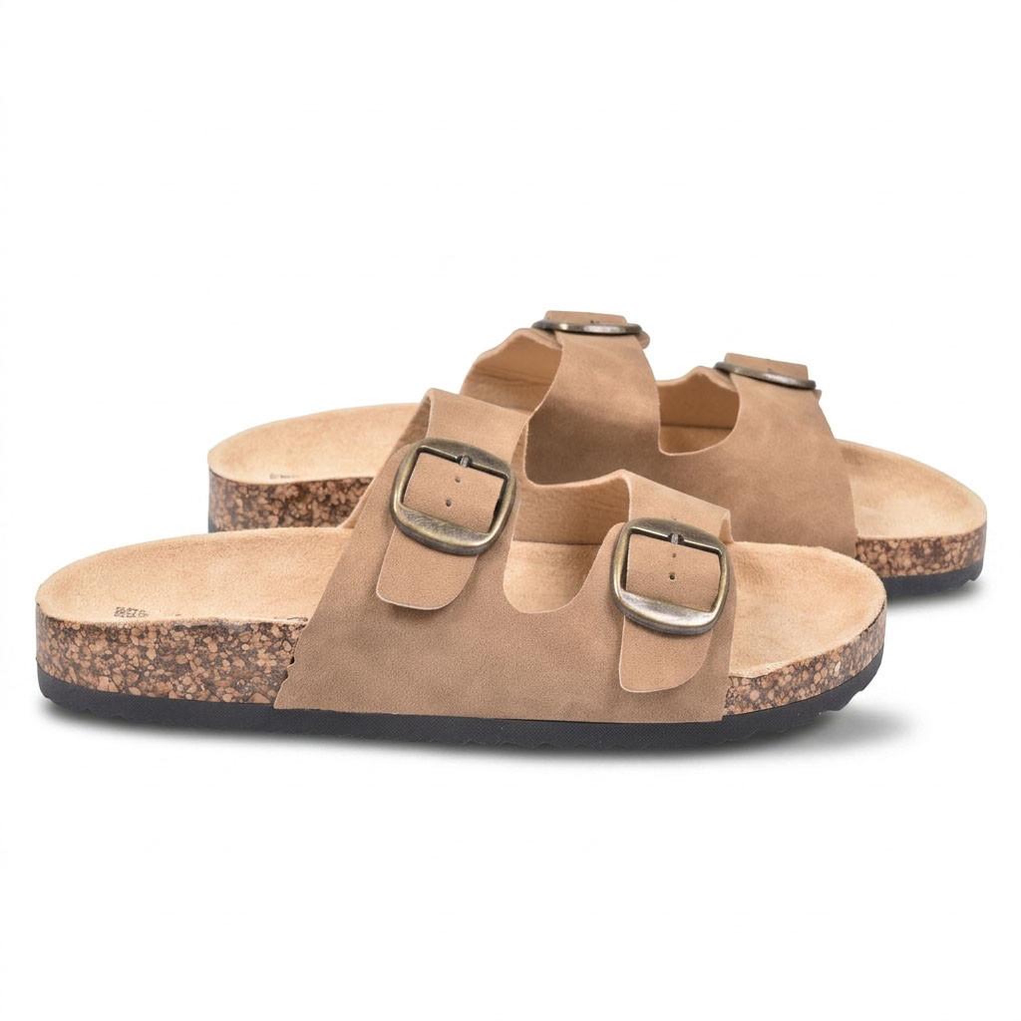 Voir la diapositive 3 : OZABI OZABI Sandales Mule 2 Boucles Nubuck Noir Beige Camel