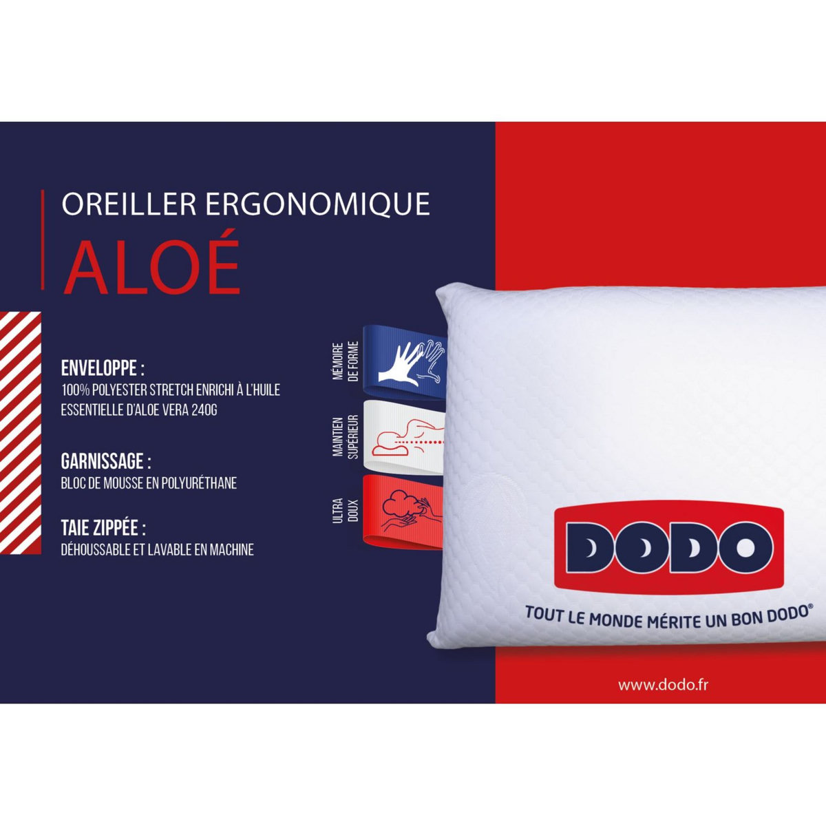 DODO Oreiller Technique Ferme DOUCEUR D'ALOE
