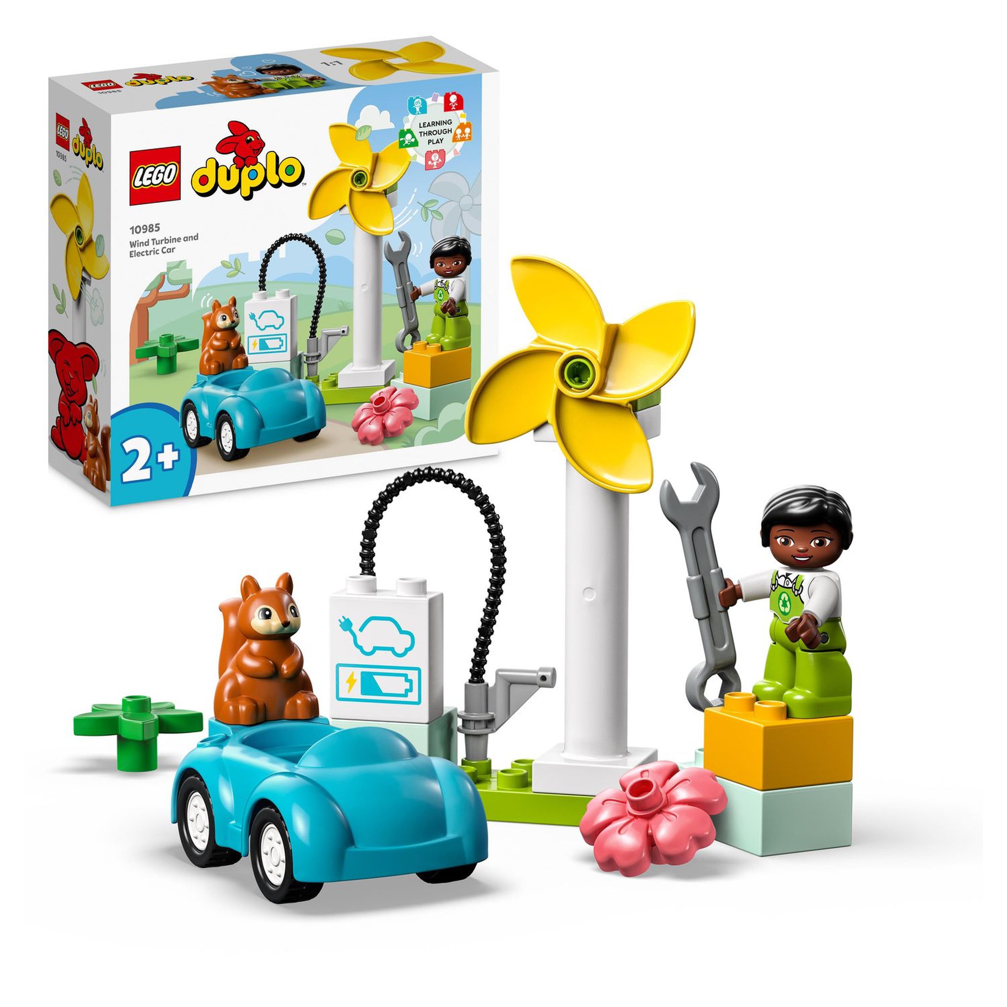 Voir la diapositive 2 : LEGO Duplo 10985 L'éolienne et la voiture électrique, Jouet Voiture pour Enfants Dès 2 Ans, Garçons et Filles, Jouets Éducatifs avec Figurines