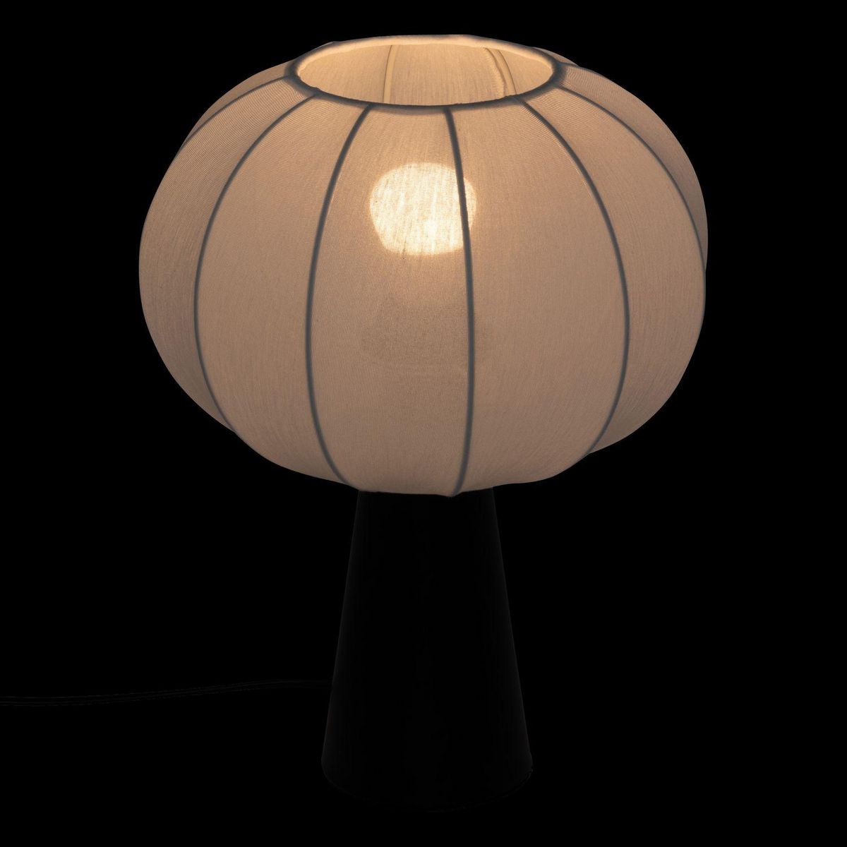 ATMOSPHERA Lampe à poser en métal et coton TOBIE - H. 33 cm - Blanc et noir