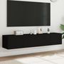 Voir la diapositive 1 : VIDAXL Meubles TV muraux avec lumieres LED 2 pcs noir 80x35x31 cm
