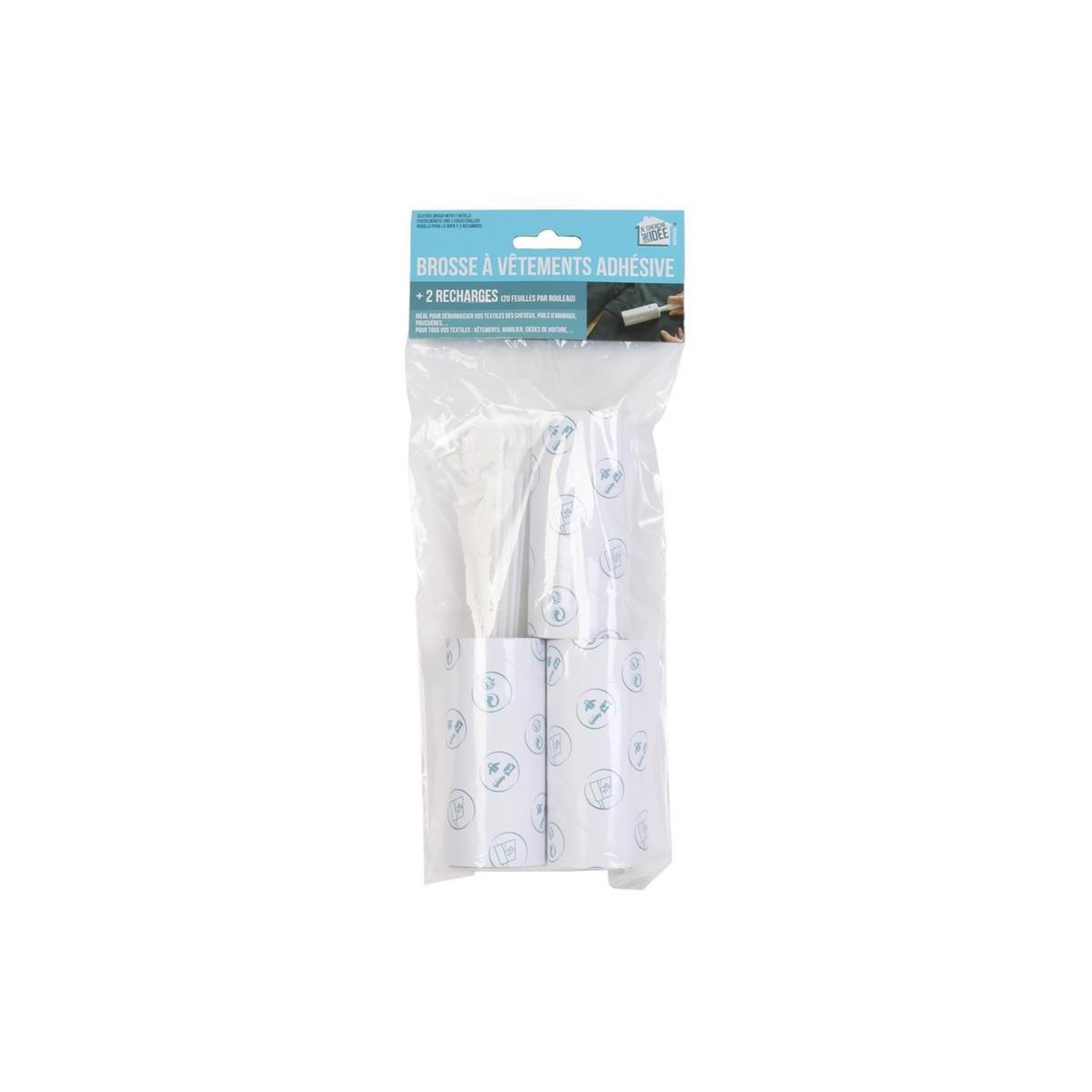 Voir la diapositive 2 : Je cherche une idee Brosse à vêtement  2 recharges  20cm blanc