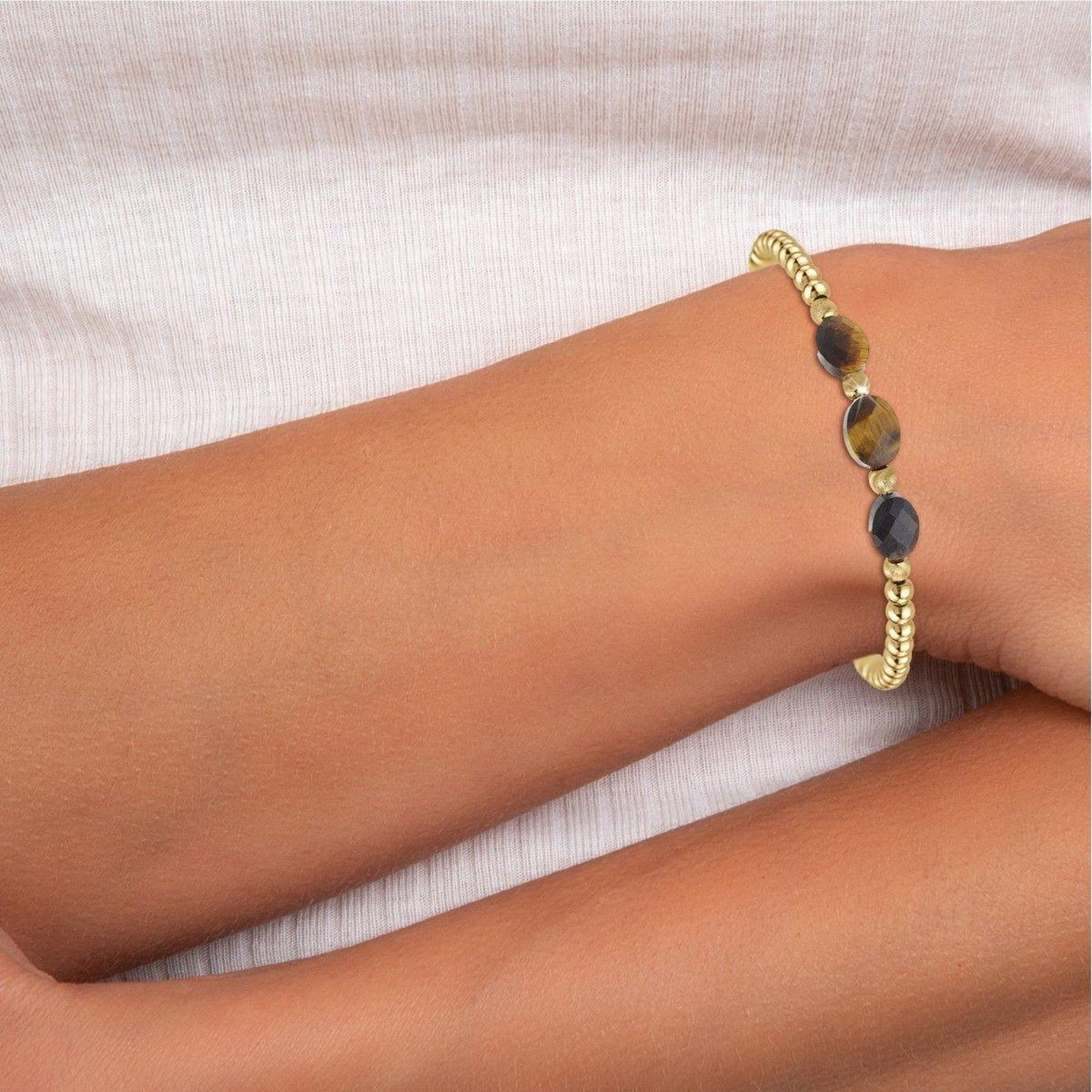 Voir la diapositive 2 : SC BOHEME Bracelet par SC Bohème orné de pierres Œil du tigre