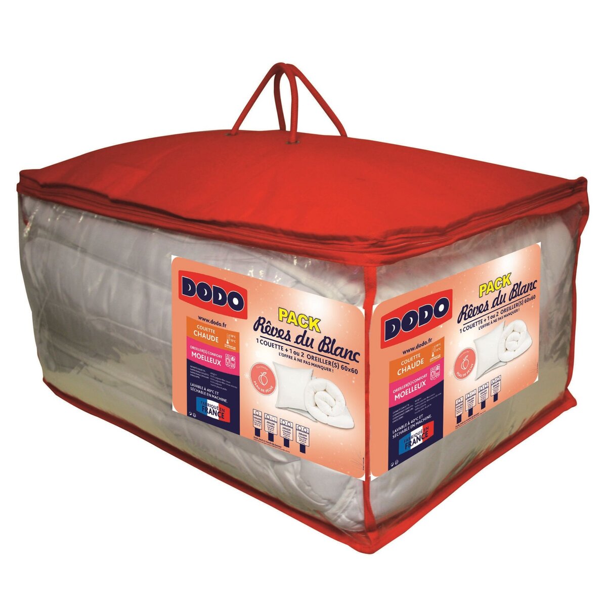 DODO Pack couette 400g/m2 + oreiller moelleux polyester