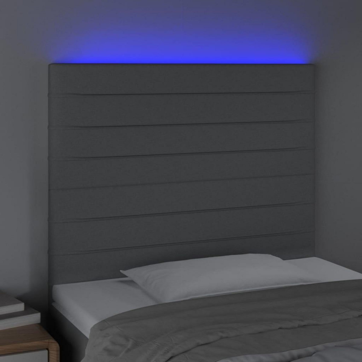 VIDAXL Tete de lit a LED Gris clair 100x5x118/128 cm Tissu