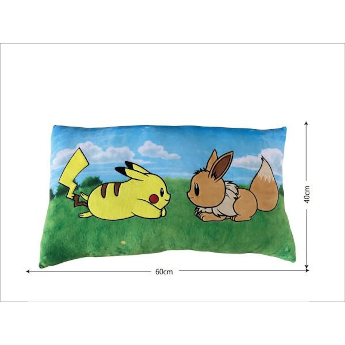 Pokemon Coussin premium - POKEMON - Pikachu & Eevee - Microfibre - 60 cm