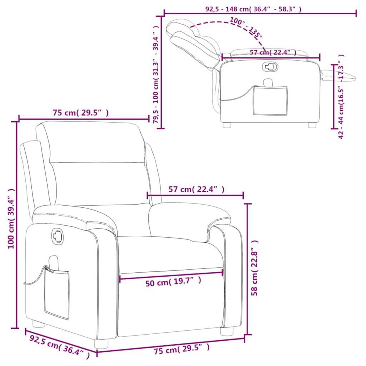 VIDAXL Fauteuil de massage inclinable Vert fonce Tissu