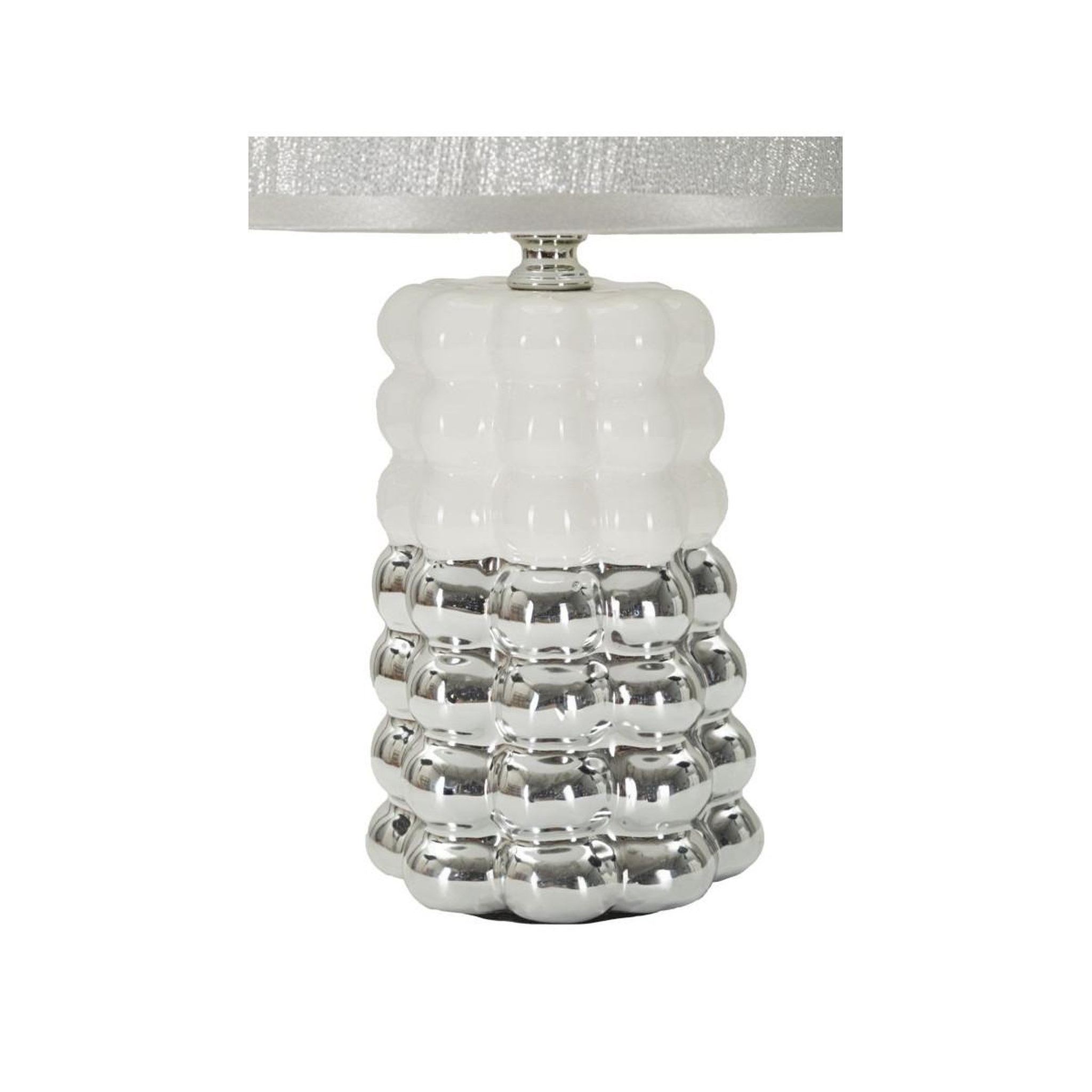 Voir la diapositive 2 : Paris Prix Lampe à poser en céramique  lace  33cm argent & blanc