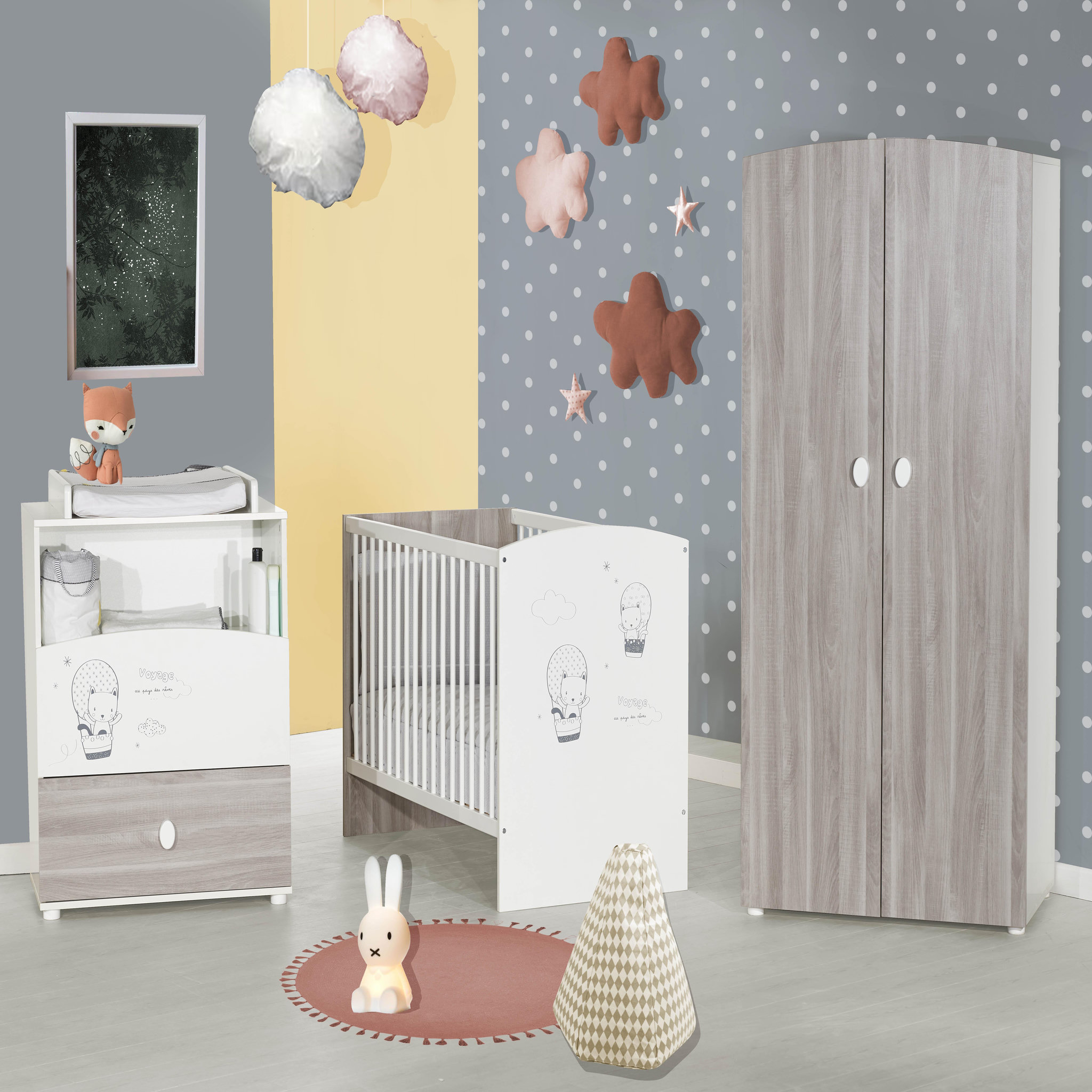 Voir la diapositive 3 : BABY PRICE Lit bébé 120 x 60cm BALLOON 2, sommier 3 positions