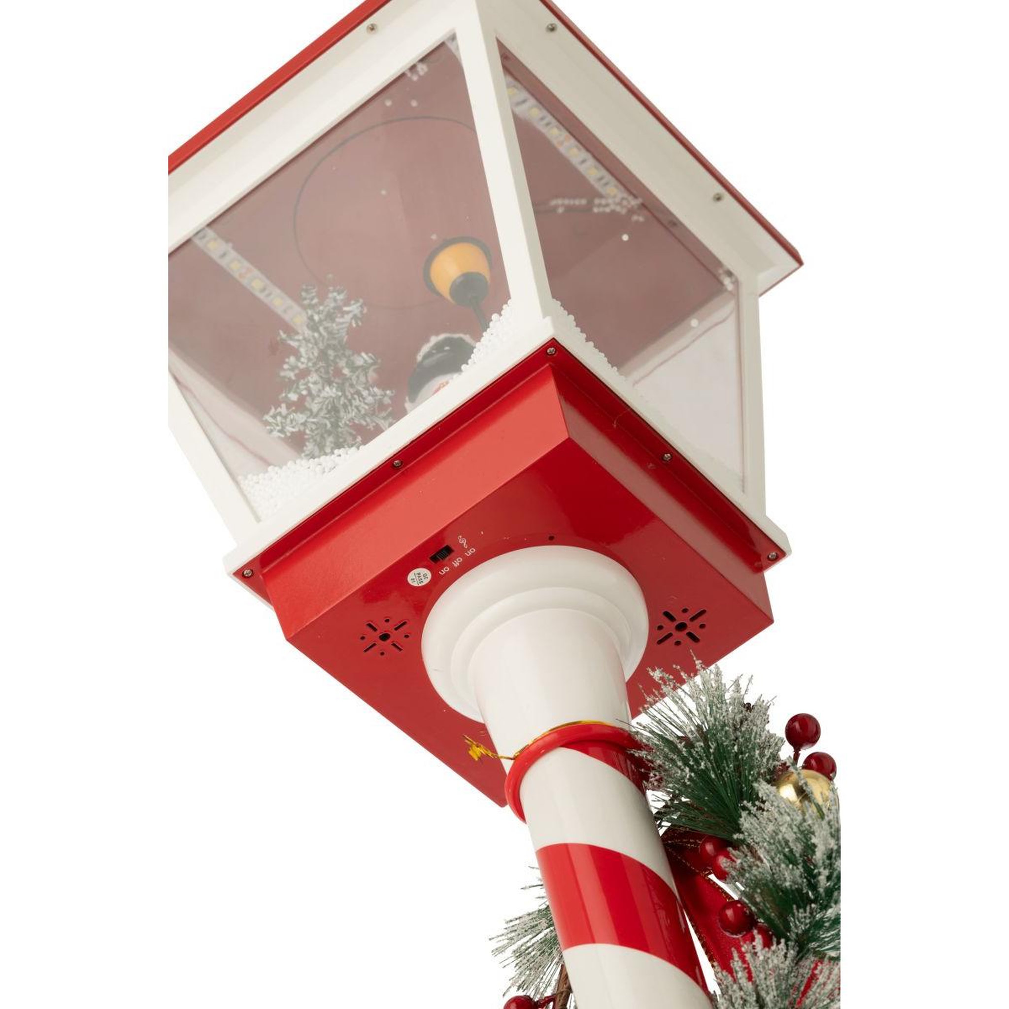 Voir la diapositive 5 : J-LINE Lampadaire de noël à led  neige  180cm rouge