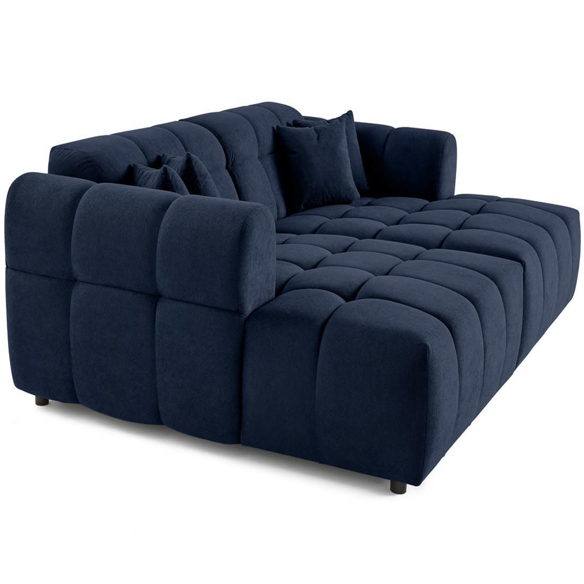 Voir la diapositive 2 : BEST MOBILIER Ray - canapé droit 4 places avec double méridienne - assise profonde - en tissu texturé