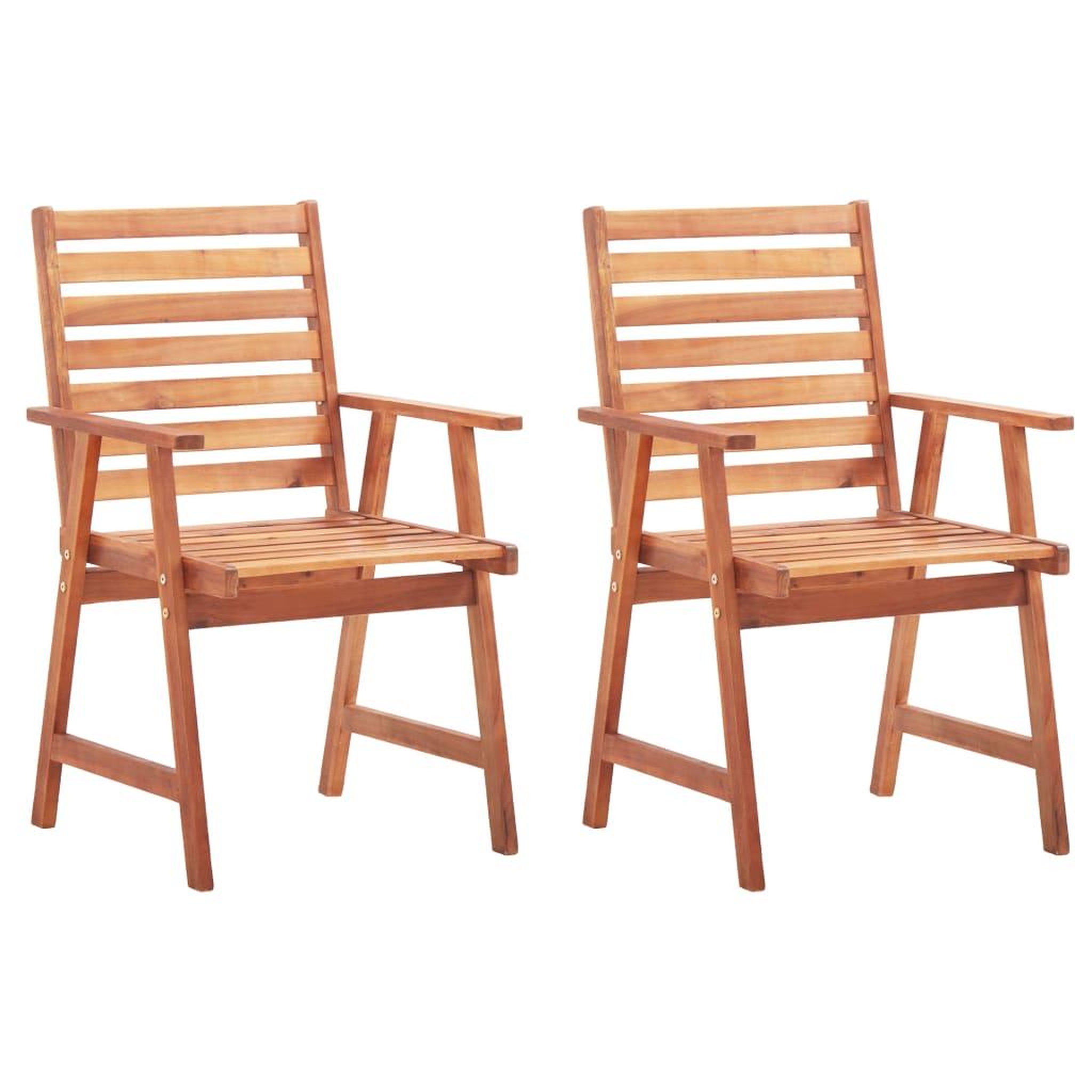 Voir la diapositive 2 : VIDAXL Chaises a manger d'exterieur lot de 2 et coussins Acacia massif