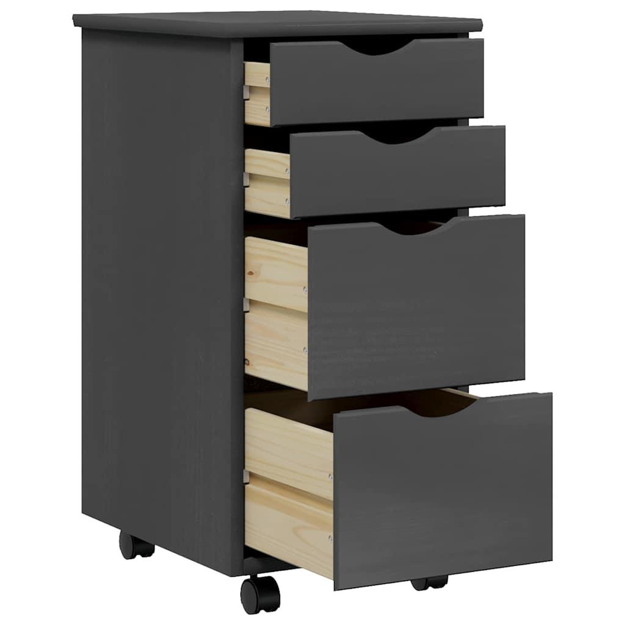 Voir la diapositive 4 : VIDAXL Armoire roulante avec tiroirs MOSS gris bois de pin solide