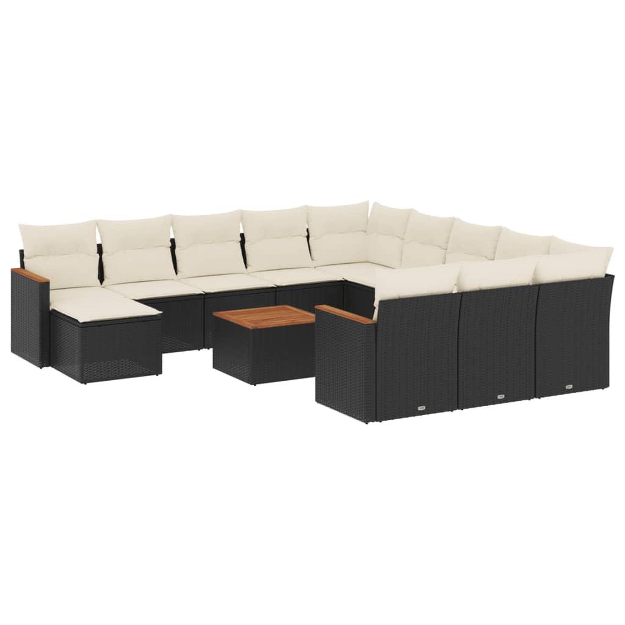 Voir la diapositive 2 : VIDAXL Salon de jardin avec coussins 13 pcs noir resine tressee