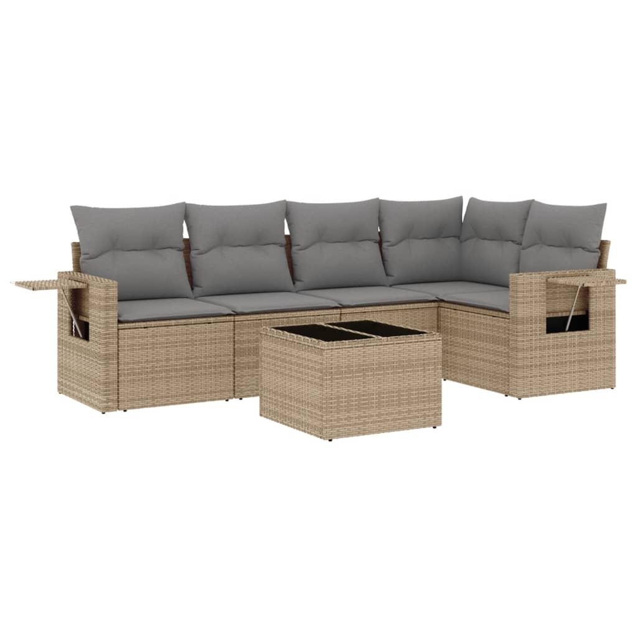 Voir la diapositive 2 : VIDAXL Salon de jardin avec coussins 6 pcs beige resine tressee