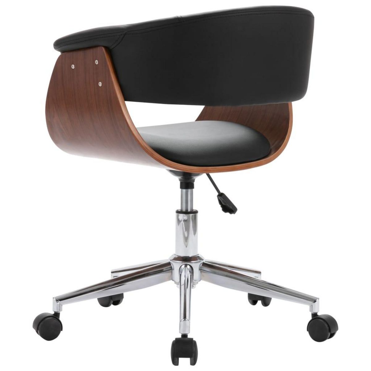 VIDAXL Chaise pivotante de bureau Noir Bois courbe et similicuir