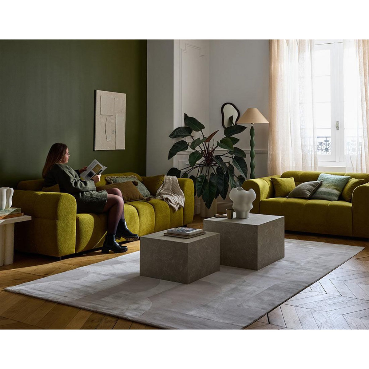 LISA DESIGN Ray - canapé droit 3 places en tissu texturé