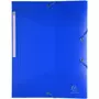 EXACOMPTA Chemise à élastique 24x32cm 3 rabats polypro bleu foncé translucide