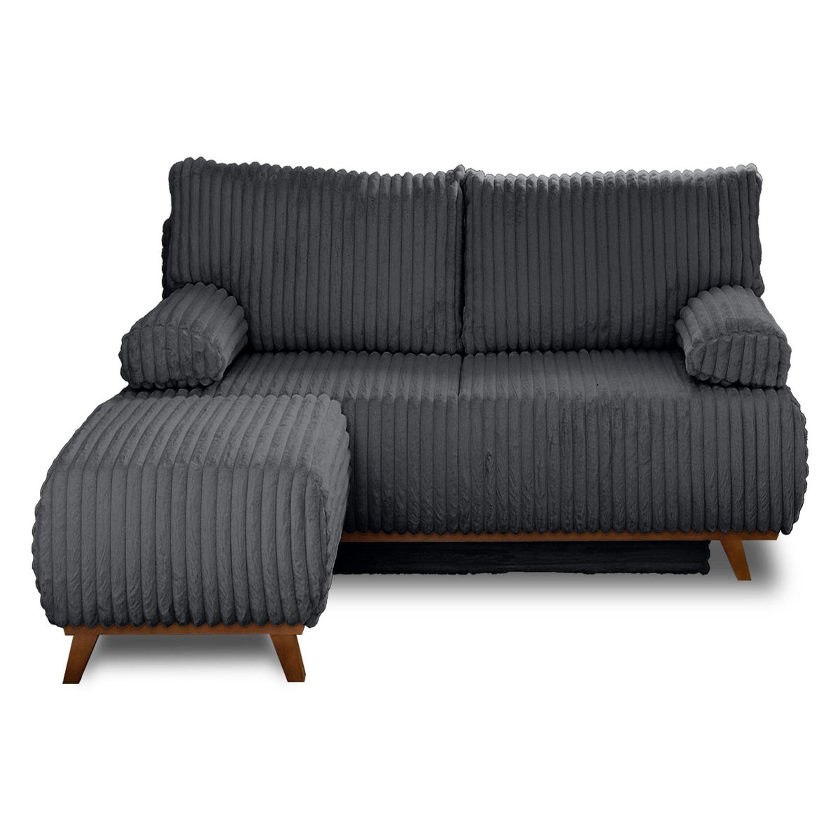 BEST MOBILIER Cristal - canapé 3 places - convertible avec coffre et pouf - en fausse fourrure côtelée