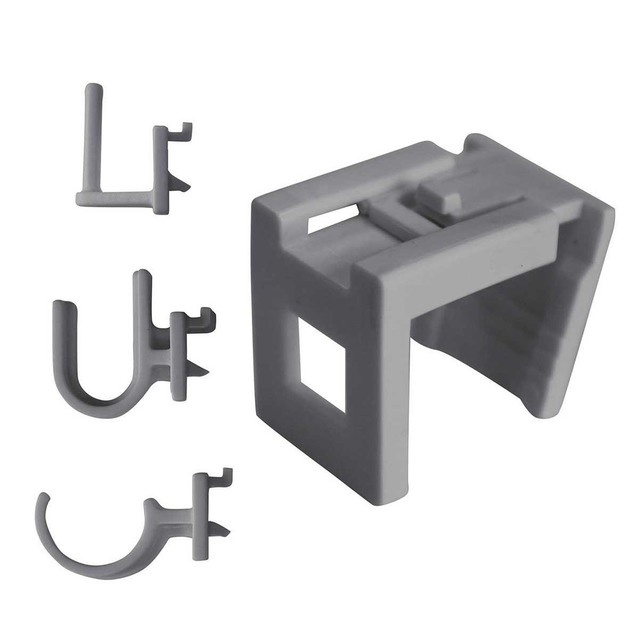 Douceur d'Intérieur Lot de 2 crochets & supports  réglables  15cm gris