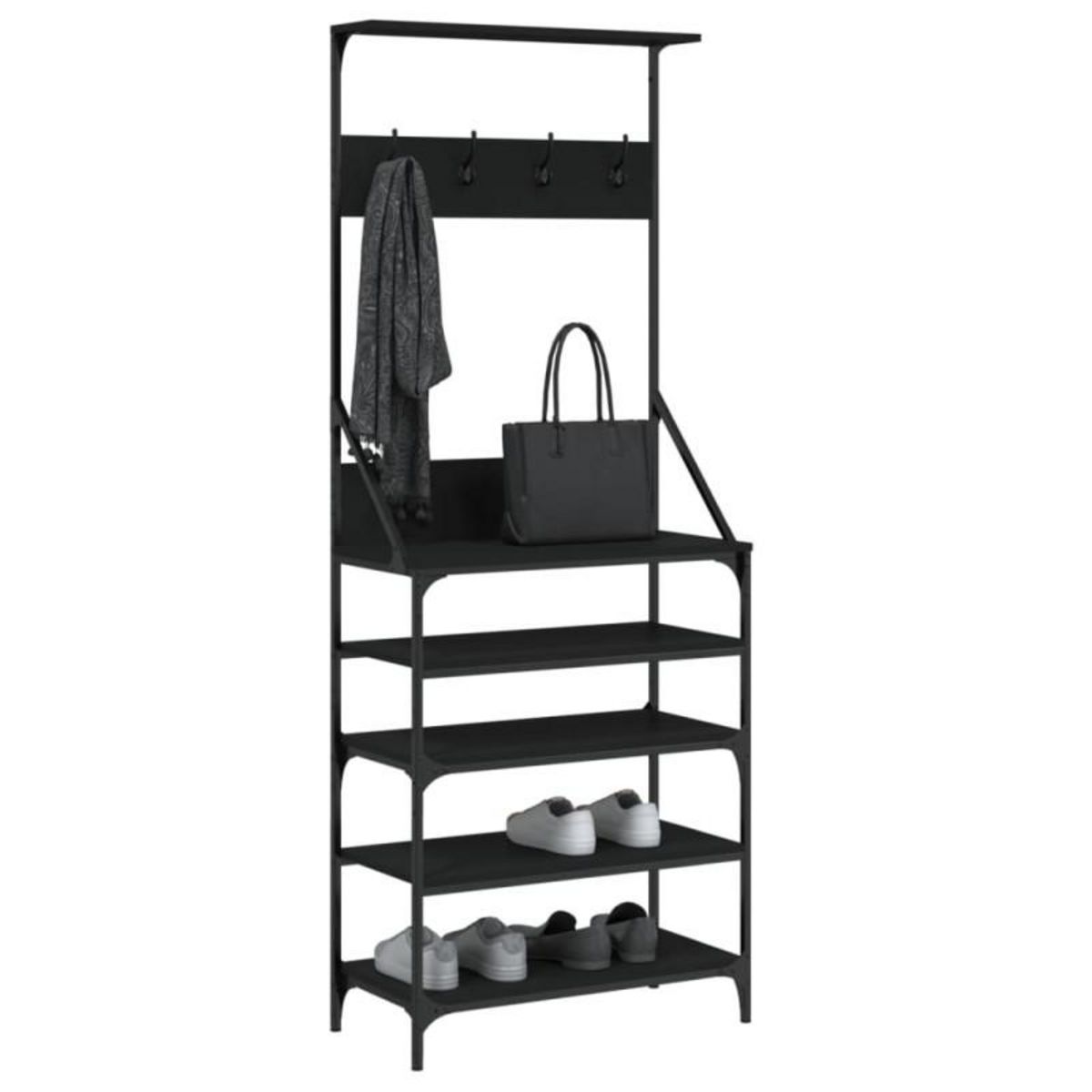 VIDAXL Porte vêtements et rangement des chaussures noir 70x34x184 cm