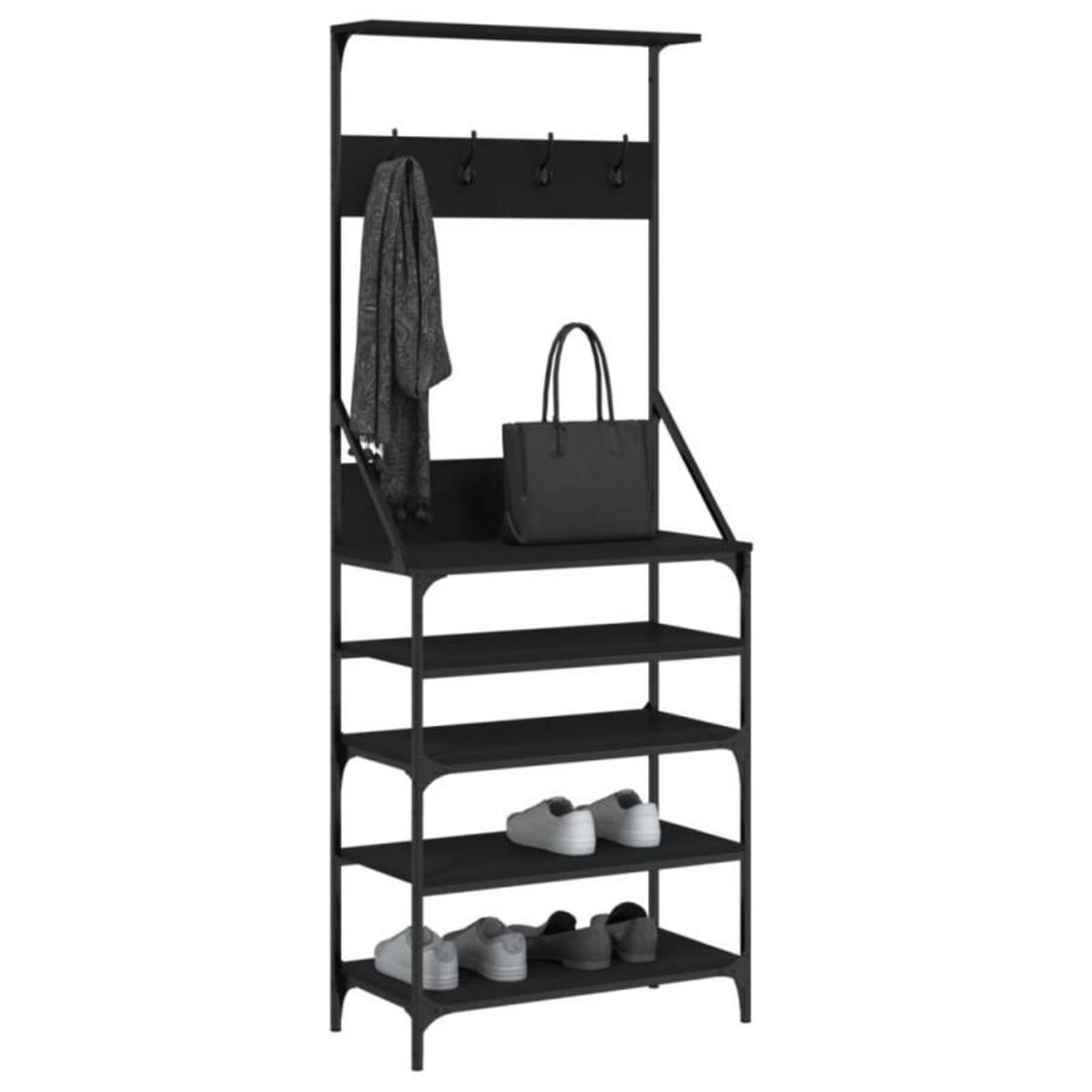 VIDAXL Porte vêtements et rangement des chaussures noir 70x34x184 cm