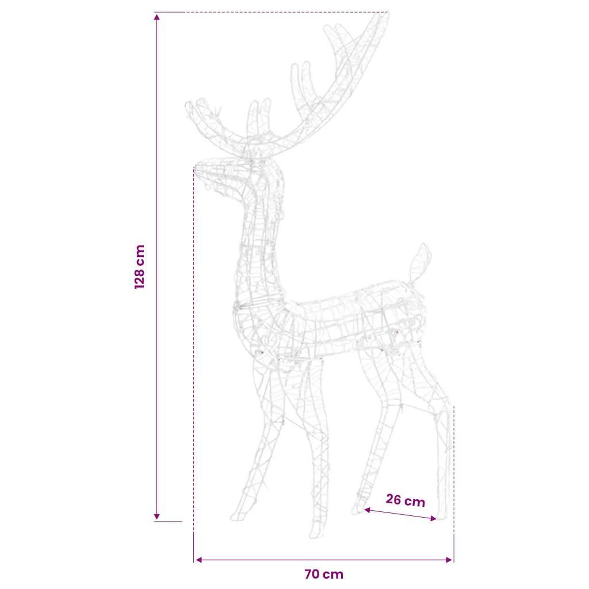 Voir la diapositive 6 : VIDAXL Decorations de noël de renne acrylique 2 pcs 128 cm blanc froid