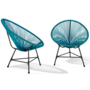 Voir la diapositive 5 : ID MARKET Salon de jardin IZMIR table et 2 fauteuils oeuf cordage bleu canard