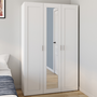 Voir la diapositive 2 : ID MARKET Armoire 3 portes VITO blanc penderie 120 cm avec miroir et étagères
