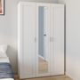 Voir la diapositive 2 : ID MARKET Armoire 3 portes VITO blanc penderie 120 cm avec miroir et étagères