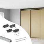 EMUCA SRL Kit de ferrures pour Flow2 2 portes coulissantes et armoire à fermeture souple avec rails encastrés 2 - 35m -  panneaux non inclus -  Anodisé mat