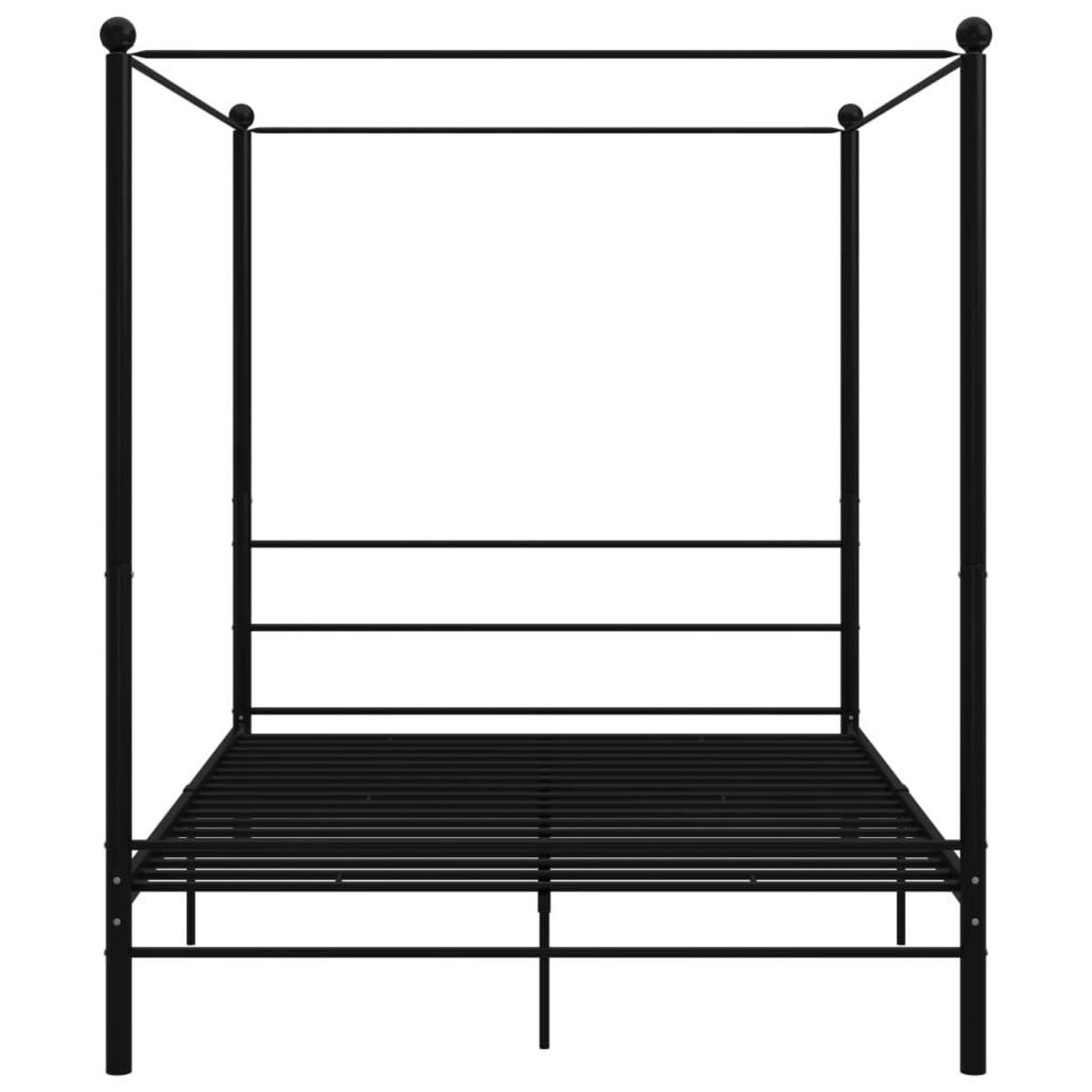 VIDAXL Cadre de lit a baldaquin sans matelas noir 160x200 cm metal