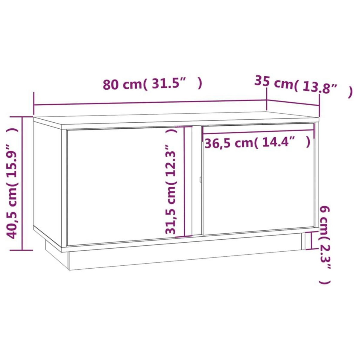 VIDAXL Meuble TV Noir 80x35x40,5 cm Bois de pin massif