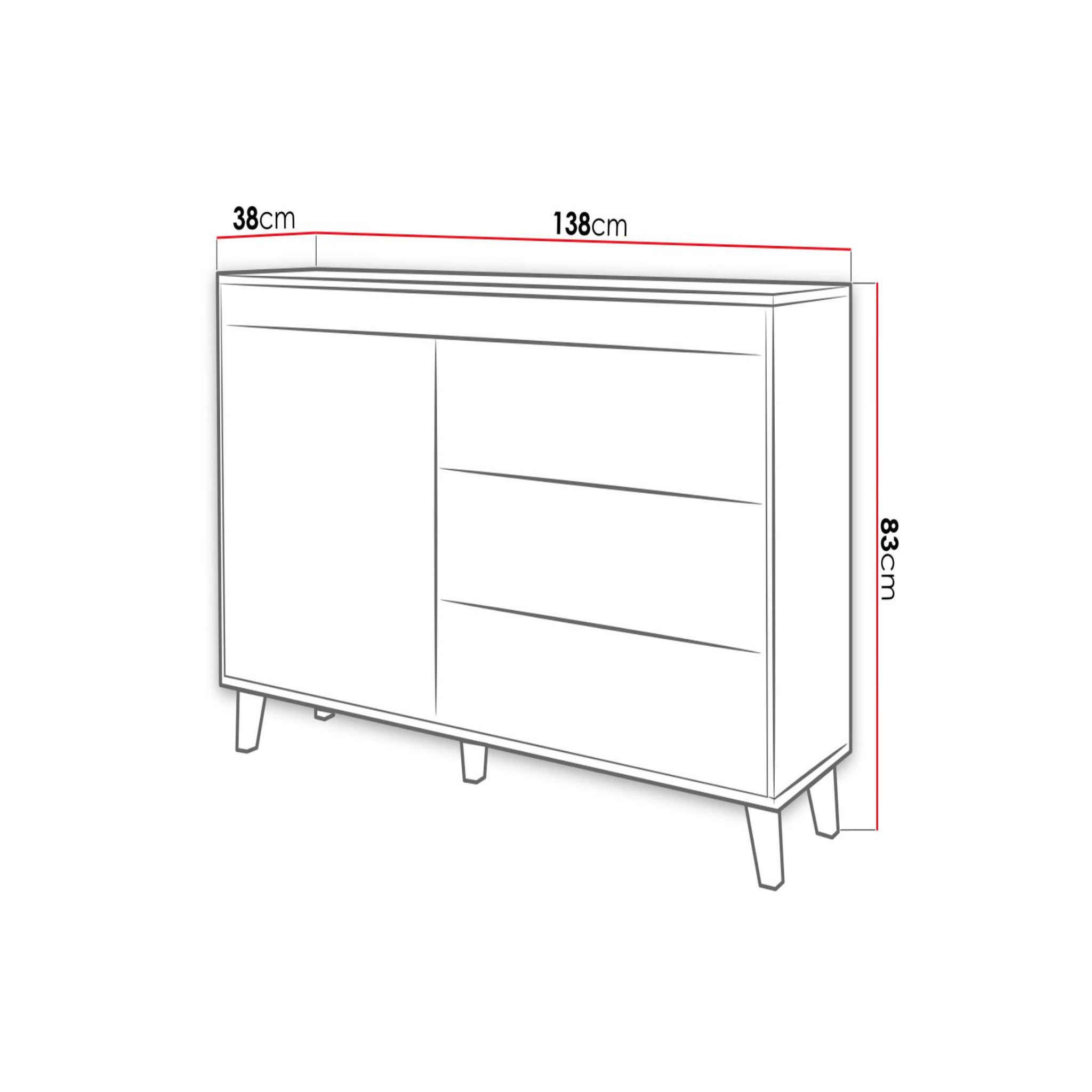 Voir la diapositive 3 : BEST MOBILIER Lord - buffet bas - effet bois et noir - 3 tiroirs et 1 porte - 138 cm