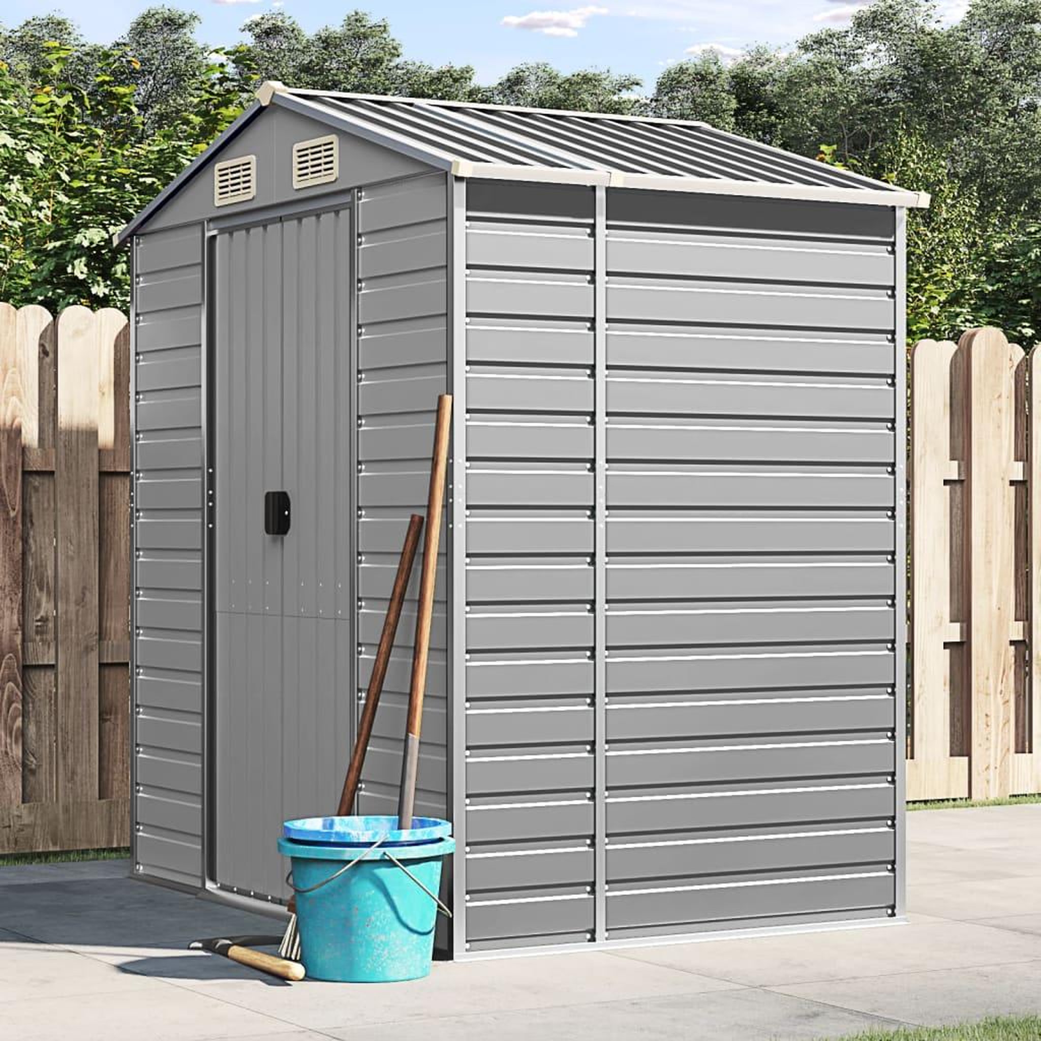 VIDAXL Abri de jardin gris clair 191x130x198 cm acier galvanise