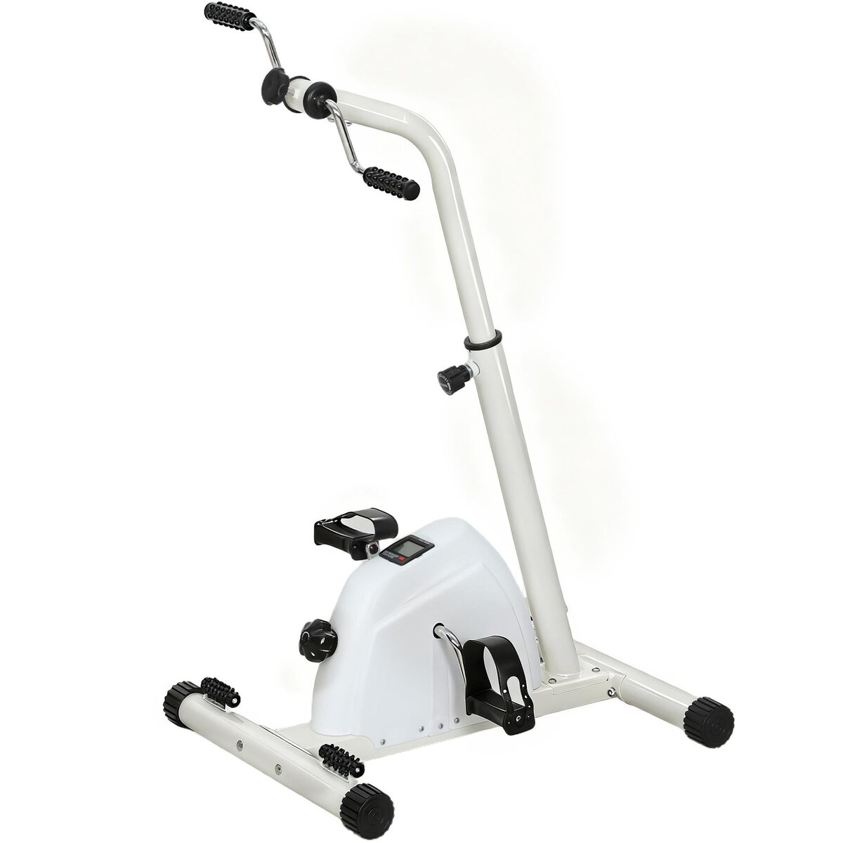 HOMCOM Vélo de rééducation bras et jambes réglable rouleaux massage écran LCD multifonction blanc