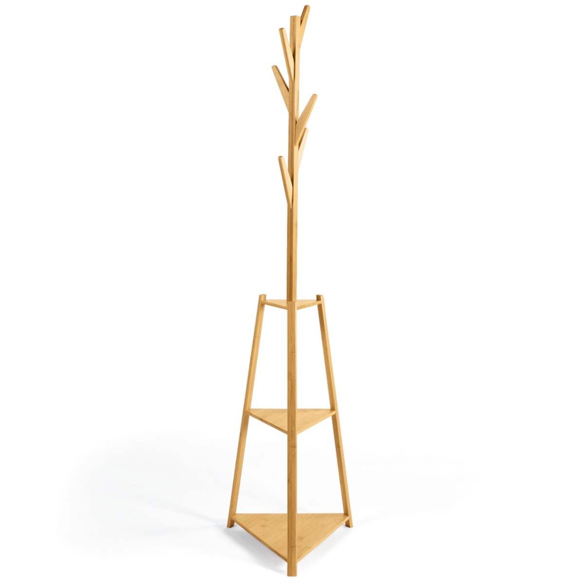 ID MARKET Porte-manteau bambou LANA avec étagères d'angle