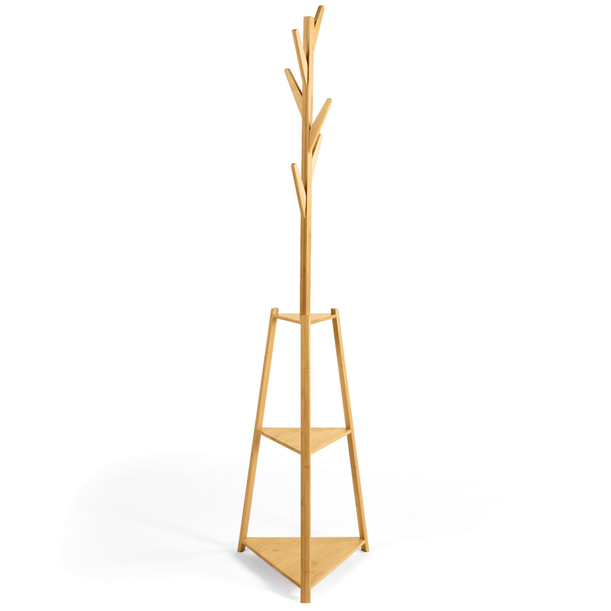 ID MARKET Porte-manteau bambou LANA avec étagères d'angle