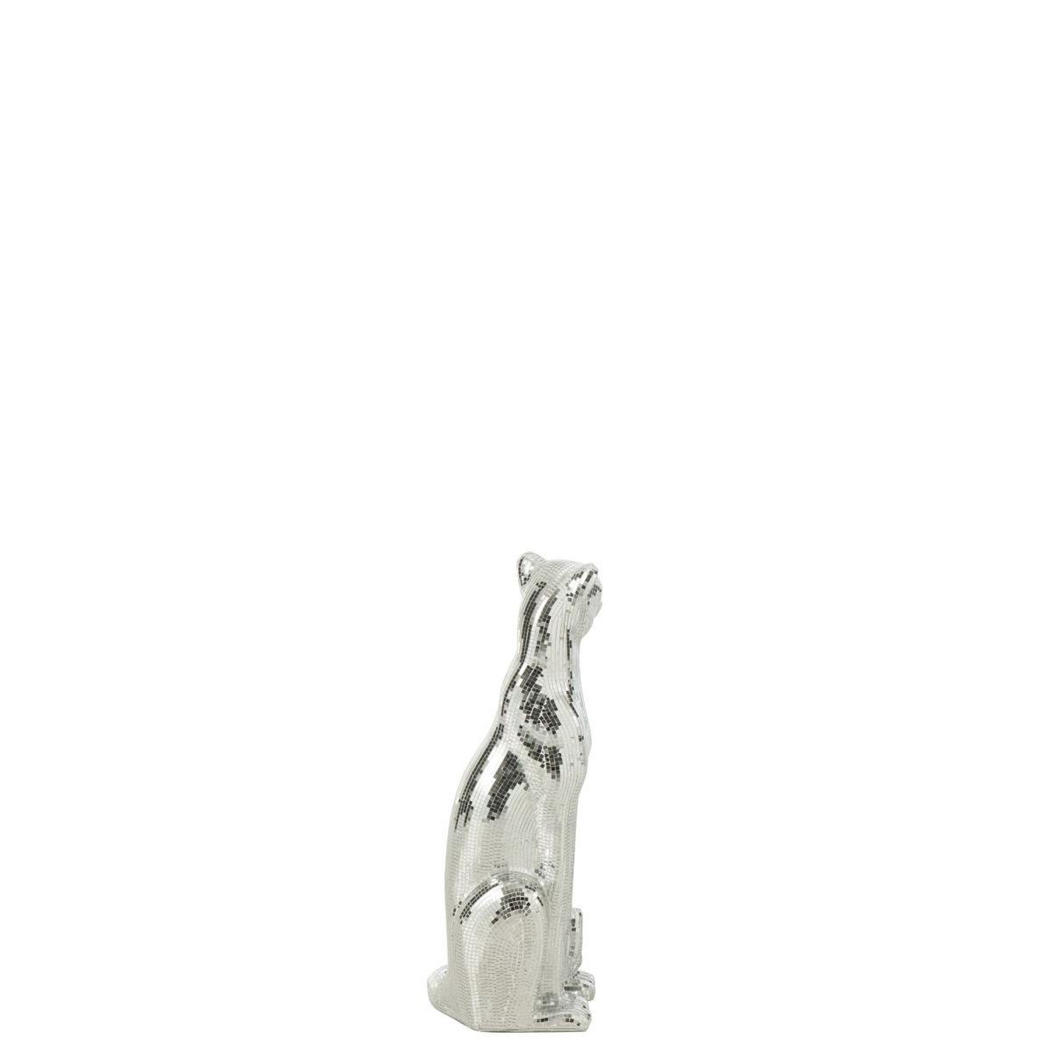 Voir la diapositive 3 : J-LINE Statue déco léopard  disco  62cm argent