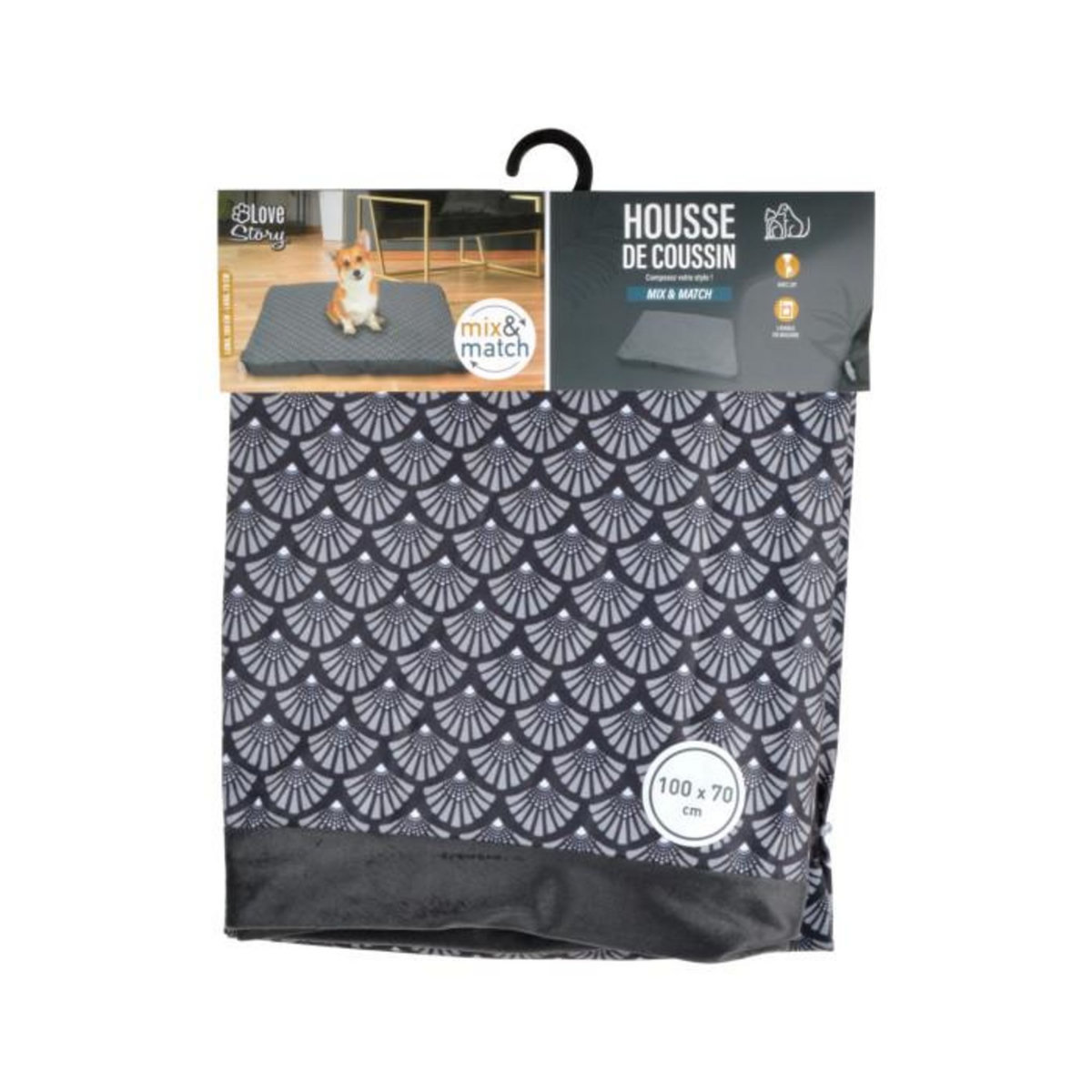 Paris Prix Housse de Coussin pour Chien & Chat  New Art  100cm Anthracite