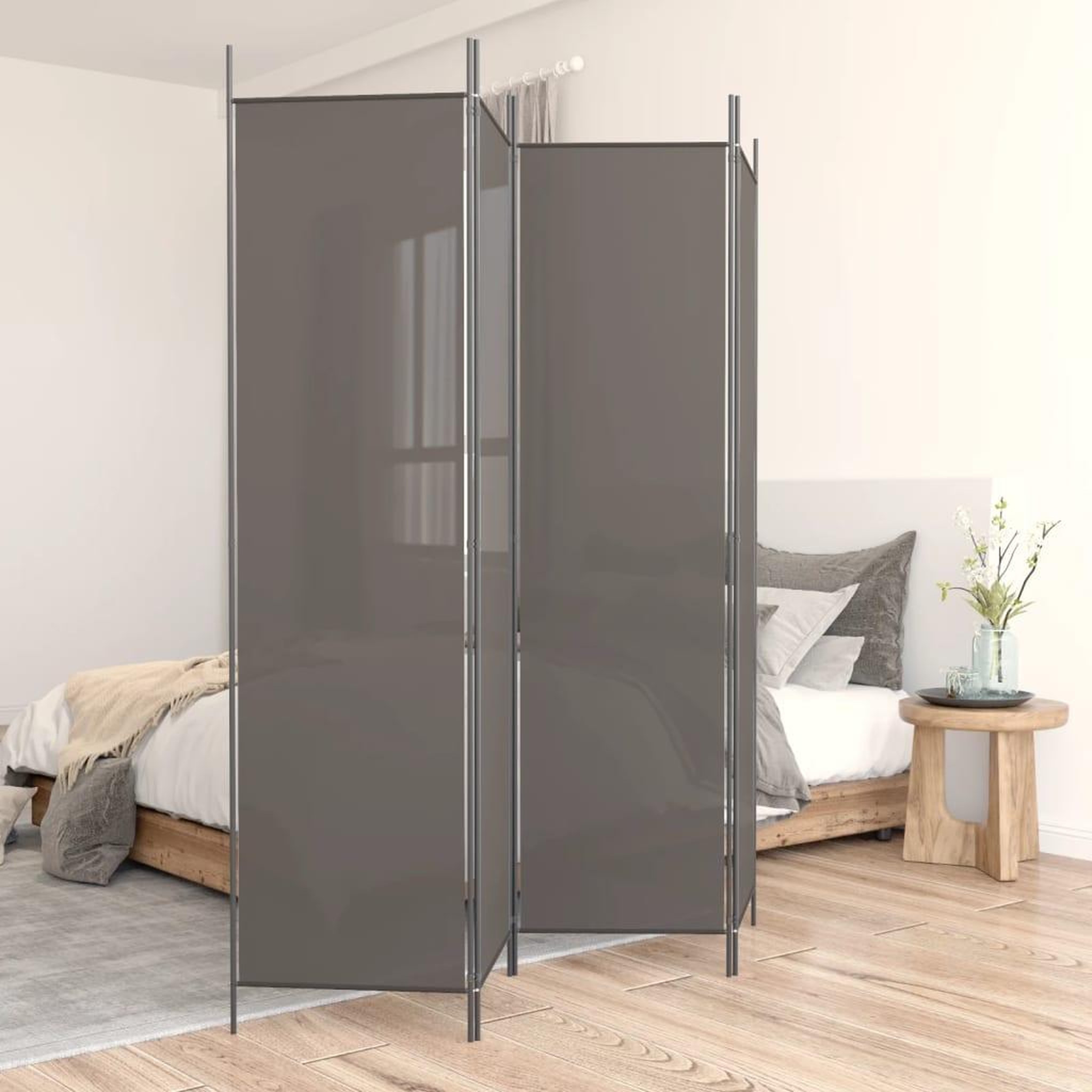 Voir la diapositive 1 : VIDAXL Cloison de separation 4 panneaux Anthracite 200x220 cm Tissu