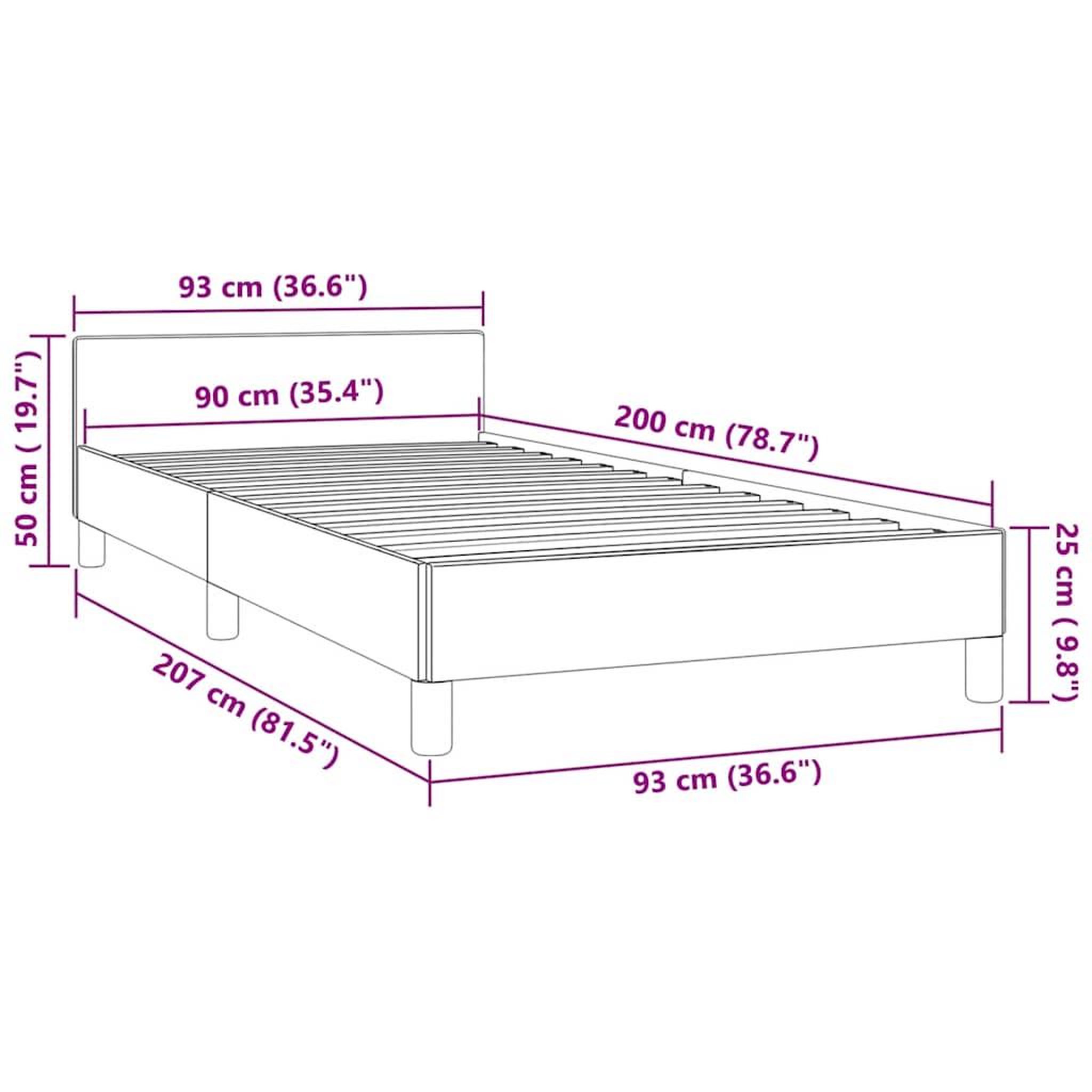 Voir la diapositive 6 : VIDAXL Cadre de lit et tete de lit sans matelas rose 90x200 cm velours