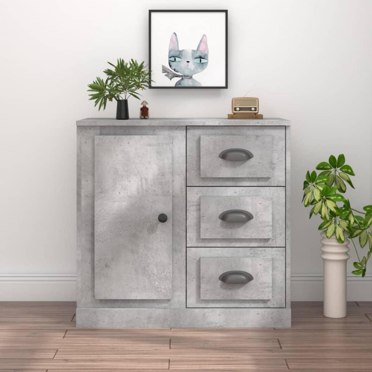 VIDAXL Buffet gris beton 70x35,5x67,5 cm bois d'ingenierie