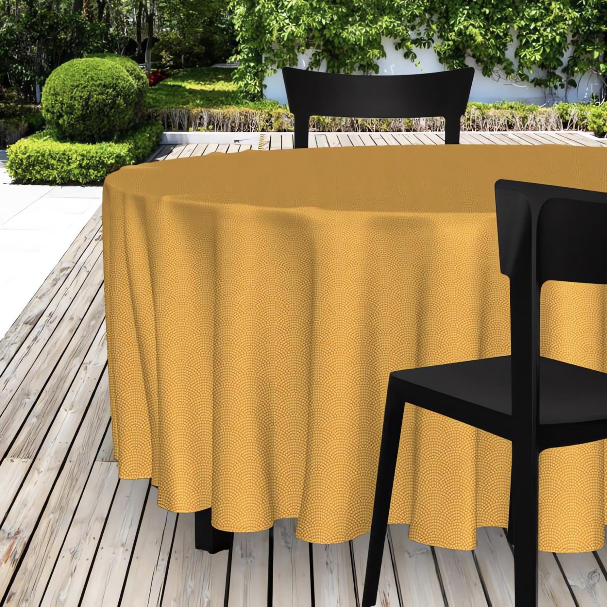 SOLEIL D'OCRE Nappe toile cirée ronde 160 cm PAON curry