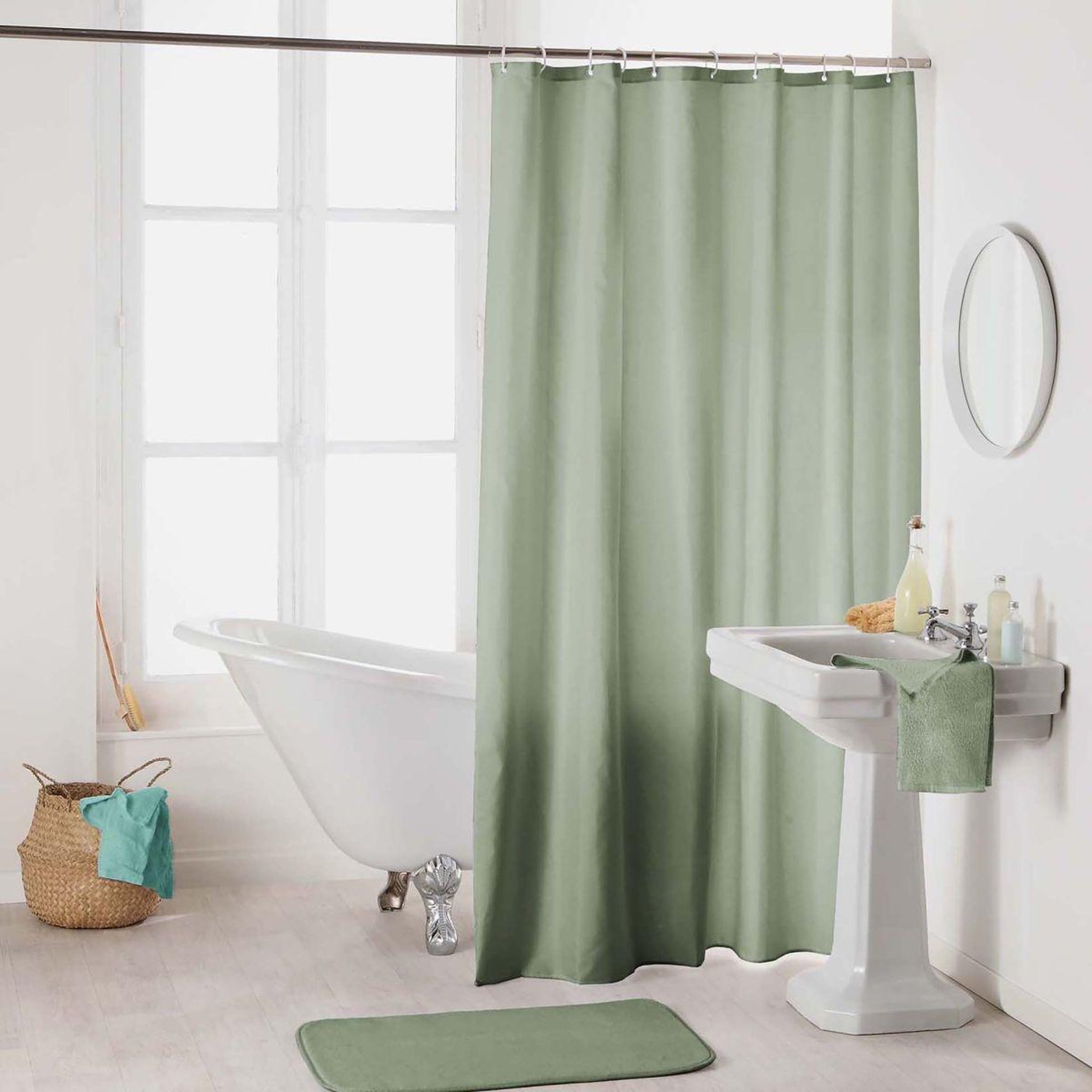 Douceur d'Intérieur Rideau de douche uni  essencia  180x200cm sauge